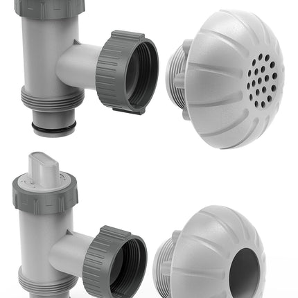 MASCARRY Above Ground Pool Parts, Plunger Valves for Pools Replacement Parts, Pool Pump Part with On Off Plunger Valves, 1.5" Outlet Strainer & Inlet Nozzle, Pool Hose Adapter for Sand Pump