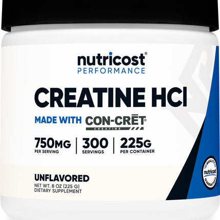 Nutricost Creatine HCl Powder (8 OZ) - Made with CON-CRET Creatine, 300 Servings