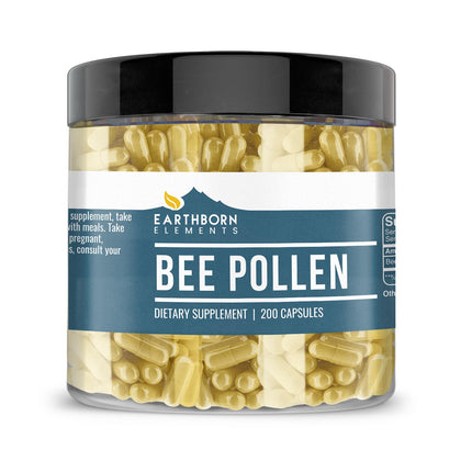 Earthborn Elements Bee Pollen 200 Capsules, Pure & Undiluted, No Additives