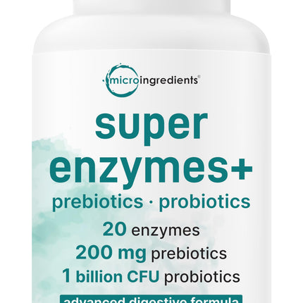 Micro Ingredients Super Enzymes with Prebiotics & Probiotics, 240 Veggie Capsules | Digestive Enzymes for Women & Men | Probiotic, Bromelain, Psyllium Husk & More | Immune & Gut Health Support*