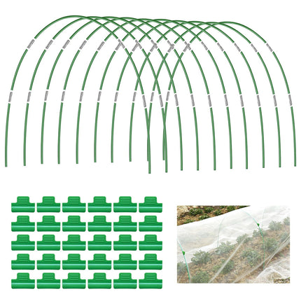 50 PCS Rust-Free Garden Hoops for Raised Beds With Garden Netting Clips