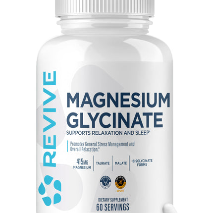 Revive MD Pure Magnesium Glycinate 200mg – High Absorption Supplement for Relaxation, Stress Relief, Sleep & Memory Support – Promotes Strong Bones, Healthy Nerve & Muscle Function (60 Servings)