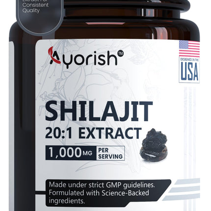 Ayorish Pure Shilajit Capsules 1000mg 120 Count with Fulvic Acid & 85+ Trace Minerals for Enhanced Energy and Immune Support Men & Women Better Than Shilajit Resin