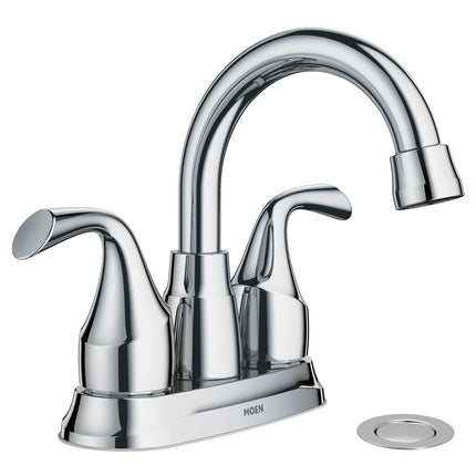 Moen Idora Chrome Two-Handle Centerset Bathroom Sink Faucet with Drain Assembly, 84115