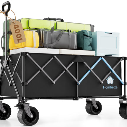 48" XL Collapsible Wagon Cart, 560 lbs Capacity Heavy Duty Folding Wagon with 7" All-Terrain Wheels, Foldable Utility Wagon for Camping, Garden, Shopping, Sports & Moving