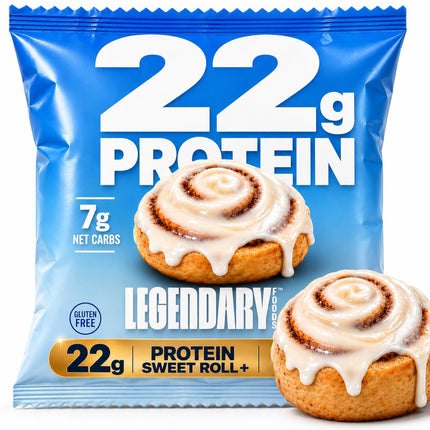 Legendary Foods Cinnamon Roll 22g Protein Bars – Gluten-Free, Low Carb Meal Option – Sweet Zero Sugar Snack, Keto-Friendly – 10-Pack High Protein Pre- or Post-Workout Nutrition Bars