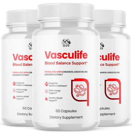 (3 Pack) Vasculife Capsules, Official Vascu Life Pills With All Natural Ingredients, Advanced Formula Blood Health Support with Maximum Strength Premium Quality Vitamins for Women & Men (180 Capsules)