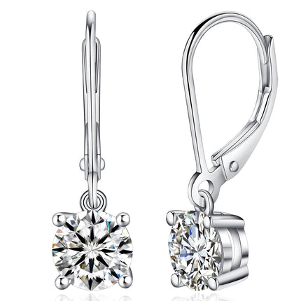 YODEWA 2CT Moissanite Earrings for Women Silver Drop Dangle Earrings, 6.5mm