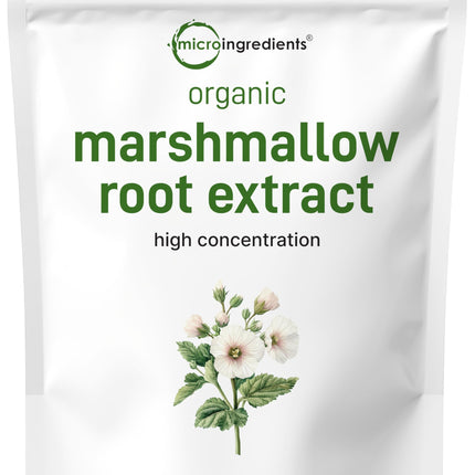 Micro Ingredients Organic Marshmallow Root Powder, 8 Ounce, Filler Free and Traditionally Used, Supports Digestive Gastrointestinal Health, Non-Irradiated and No GMOs, Vegan Friendly