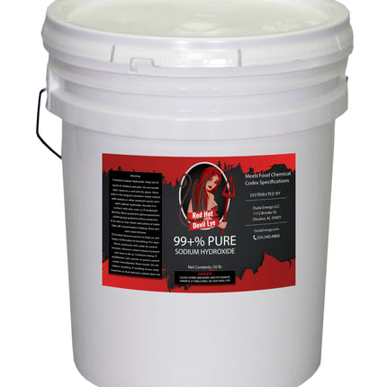 50 lb Pail Red Hot Devil Lye Sodium Hydroxide, Import Material, High Grade Caustic Soda Beads