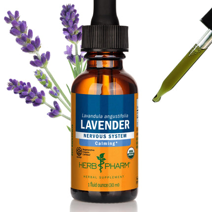 Herb Pharm Certified Organic Lavender Flower Liquid Extract for Calming Nervous System Support, 1 Fl Oz - Packaging May Vary