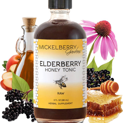 Mickelberry Gardens Elderberry Honey Tonic, Sambucus Syrup, Black Elderberry - Immune Support for Adults and Kids (8 Ounces)