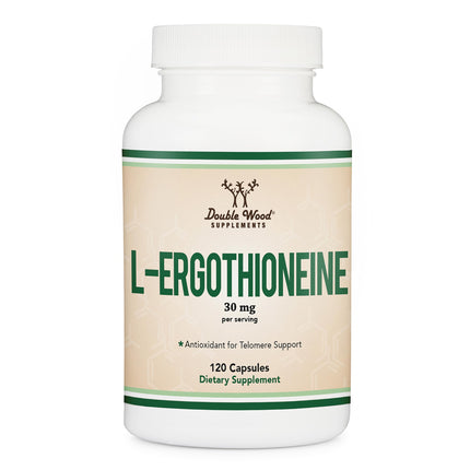 Ergothioneine Supplement (EGT) 30mg of Pure, Plant-Based L-Ergothioneine Per Capsule, 120 Count Non-GMO, Gluten Free, Vegan Safe by Double Wood
