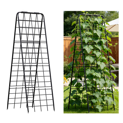 DOLEMODUO Heavy Duty Trellis for Climbing Plants, 50"x17" Adjustable Height Steel Cucumber Trellis, Powder Coated Metal Garden Trellis for Raised Beds,Tomatoes, Cucumbers & Outdoor Vines