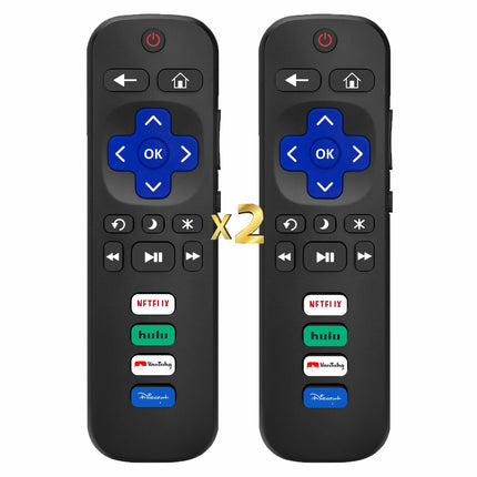 Compatible with Roku TV Remote Control Replacement, (Pack of 2), TCL Roku, Hisense, Sharp, Onn Roko, Element, RCA Roko Smart TV Series (No Voice, Not for RokuStick/Box). 1 Year Warranty