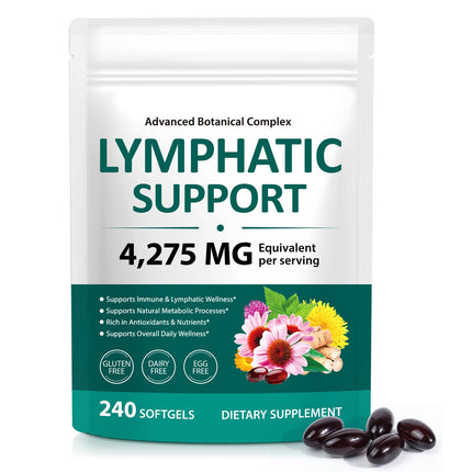 LTQXGT Lymphatic Support Supplement – Advanced Botanical Complex with Echinacea, Dandelion & Elderberry – Antioxidant-Rich Daily – 240 Softgels