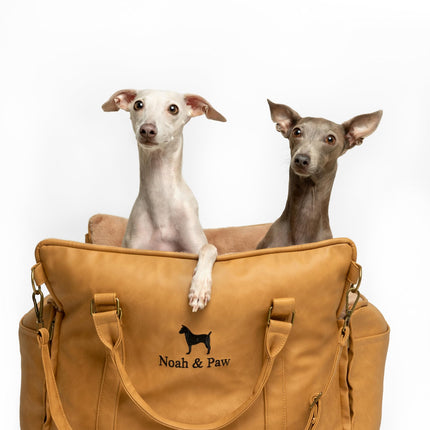 NOAH & PAW Small Dog Car Seat for Small Medium Pets with Harness Clip, 4X Safety Feature, Washable Dog Seat for Car, Orthopedic Foam Wrapped with Plush, Vegan Leather
