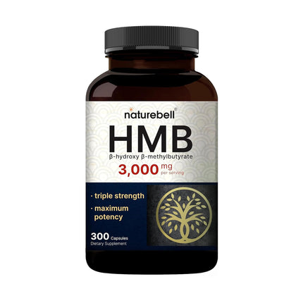 NatureBell HMB 3,000mg - 300 Capsules - Triple-Strength Supplement for Lean Muscle Mass Support - Aids Against Muscle Breakdown in Men & Women* - Non-GMO & Gluten-Free