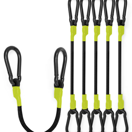8 Pcs 24 Inch Heavy Duty Carabiner Bungee Cord Outdoor with 190 Lbs Max Break Strength, Black/Yellow Bungee Straps with Upgraded Carabiner Hooks for Luggage Rack, Cargo, Hand Carts, Bike, Camping, etc