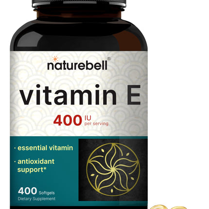 NatureBell Vitamin E Oil Softgels, 400iu Per Serving, 400 Pills | Essential Antioxidant Supplements, Easily Absorbed Form – Supports Skin, Heart, & Immune Health – Non-GMO