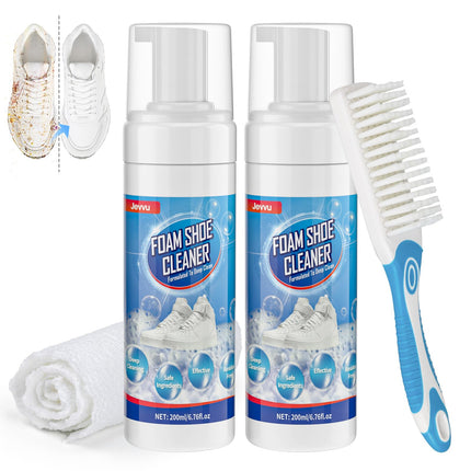 Jevvu Shoe Cleaner, 2 Pack 6.76fl.oz Sneaker Cleaner Foam for Removing Stains and Dirt, Shoe Cleaning Kit for White Shoes