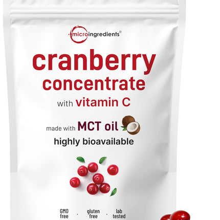 Micro Ingredients Cranberry Supplement for Women | 300 Softgels with Vitamin C & MCT Oil | Cranberry Pills for Women Support Urinary Tract Health*