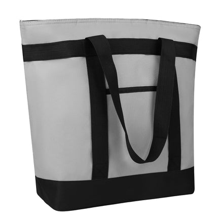 CIVJET Insulated Reusable Tote Bag for Grocery Shopping for Women/Men, Pizza/Food Delivery Bag to Keep Food Cold/Hot for Professional Catering, Cooler bags for Travel/Beach/Picnic, Grey, 3-Pack