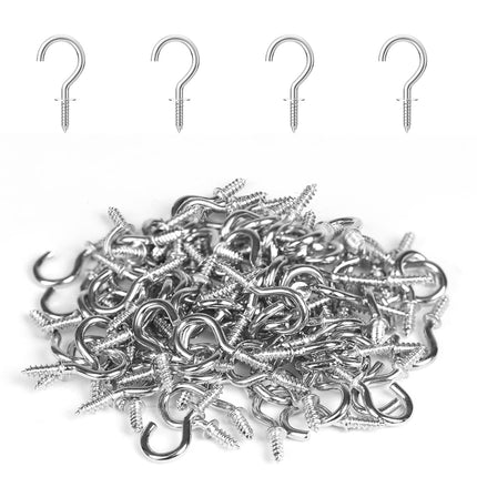 RELBRO Small Screw Hooks, 1/2 Inch Metal Screw in Hooks, Silver, 100 Pcs
