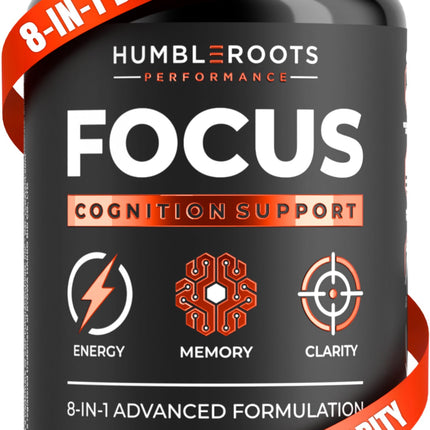 Advanced Focus Supplement Nootropic Brain Supplements for Memory and Focus | Lion's Mane, Caffeine, L-Theanine, and 5 Additional Natural Ingredients to Improve Cognitive Health & Energy (90 Capsules)