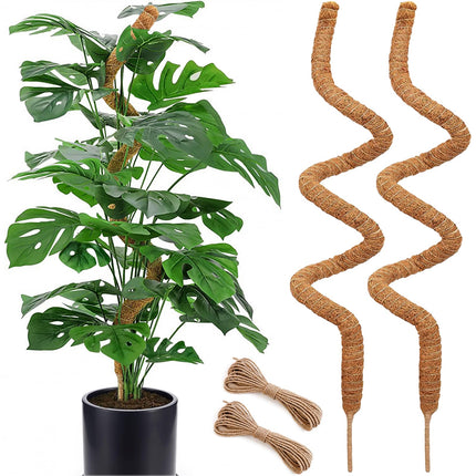 Soupiar 2 Pack 60'' Bendable Moss Pole for Monstera & Pothos - Tall Handmade Coco Coir Plant Support Stakes for Large Climbing Indoor Plants, Potted Houseplant Trellis Accessories