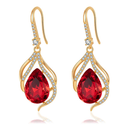 EVEVIC Austrian Crystal Teardrop Dangle Earrings for Women, French Hook