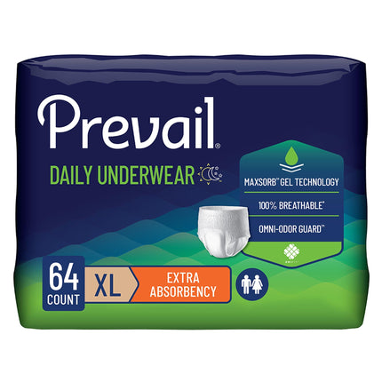 Prevail Daily Protective Underwear - Unisex Adult Incontinence Underwear - Disposable Adult Diaper for Men & Women - Maximum Absorbency - X-Large - 56 Count (4 packs of 14)
