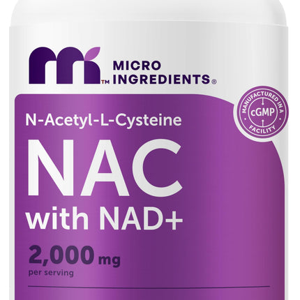 Micro Ingredients NAC with NAD+ 2,000 mg Per Serving, 240 Vegetarian Capsules | 2-in-1 N-Acetyl-L-Cysteine with Nicotinamide Adenine Dinucleotide | Non-GMO, Gluten Free