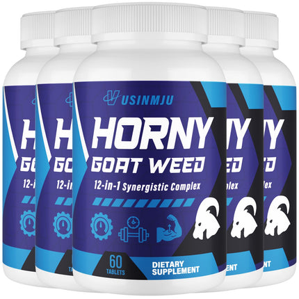 Vusinmju Hornygoatweed for Men, 12 in 1 HornyGoatWeed, Male Enhancing Supplement with Hornygoatweed, Maca Root, Ginseng, Tongkat Ali, Ginger for Stamina & Energy, Max Strength - 300 Tablets