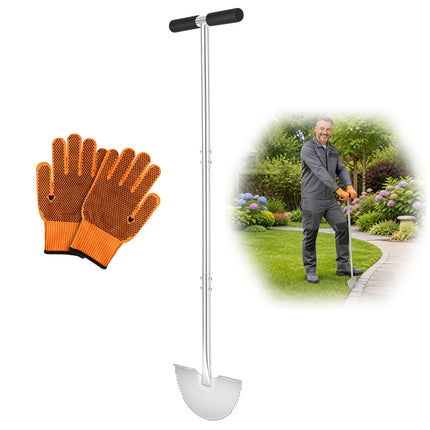 KYEEN-TOOLS Serrated Edger Lawn Tool - Half Moon Shovel with Softer T-Handle, Lawn Edger for Yard, Garden, Landscaping, Sidewalk, Cable Burial - Ergonomic Design, Rust-Proof, 38 in