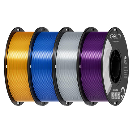 Creality Silk PLA Filament 1.75mm 4kg, Shiny Metallic 3D Printer Filament 1Kg Spool, Dimensional Accuracy +/- 0.02mm, Compatible with Most FDM 3D Printers(Gold&Sliver&Blue&Purple)