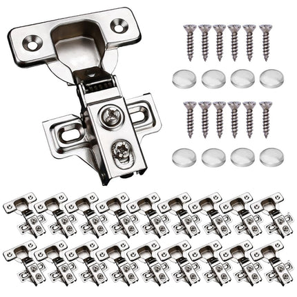 20 Pack Soft Close Cabinet Door Hinges for 1/2 Inch Overlay Cupboard, 105 Degree Opening Angel, Stainless Concealed Kitchen Cabinet Hinges with Mounting Screws, Manual and Door Bumpers