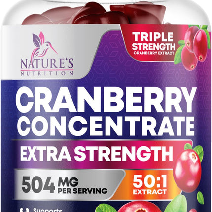 Cranberry Extract 504mg Per Serving - Cranberry Gummies for Urinary Tract Health Support - Helps Cleanse & Protect, Cran Berry Gummy Supplement + Vitamin C, Chewable Cran for Women - 120 Gummies