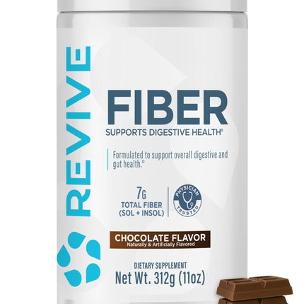 Revive MD Fiber Supplement for Digestive & Gut Health - 5g of Dietary Fiber Supports a Healthy Digestive System with Psyllium Husk & More - (Chocolate, 30 Servings)