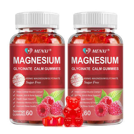 Magnesium Gummies 600mg per Serving-Magnesium Glycinate 400mg and Magnesium Malate 200mg,Sugar Free Magnesium Potassium Supplement for Calm Mood, Muscle, Bone & Energy Support,120 Raspberry Gummies