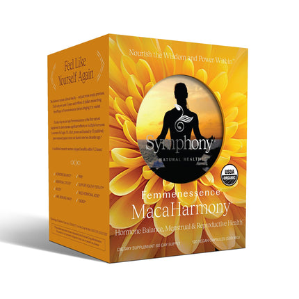 Femmenessence® MacaHarmony® – Clinically Studied Hormone Balance Support for Menstrual Health, PMS Relief, Mood, Skin & Fertility, 120 Natural Organic Vegan Capsules (60 Day Supply)