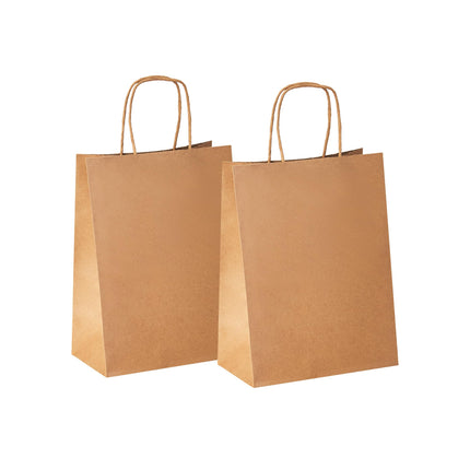 YEEHAW Brown Paper Bags with Handles Bulk 5.8"x3.2"x8.25" 100Pcs Gift Bags Small Size, Brown Gift Bag with Handles for Retail, Party, Shopping, Merchandise