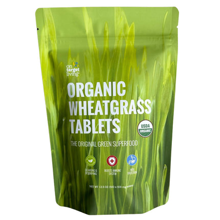 On Target Living Wheatgrass Tablets- 500 Tablets | USDA Organic |