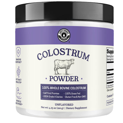 Colostrum Powder – USA Sourced Bovine Colostrum for Humans for Immune Support, Gut Health, Muscle Recovery - Single Ingredient, No Additives, Grass Fed, Non-GMO Colostrum Supplement for Women and Men