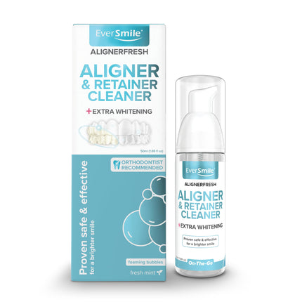 EverSmile AlignerFresh Extra Whitening Foam – Cleaner Compatible w/Invisalign and All Clear Aligners and Retainers – Eliminates Bacteria, Whitens Teeth, Fights Bad Breath – 50ml (1 Pack)