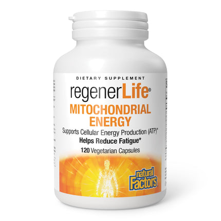 Natural Factors RegenerLife Capsules - Supports Cellular Energy & Combats Fatigue* - Mitochondria Support with Antioxidants - Non-GMO - 120 Capsules
