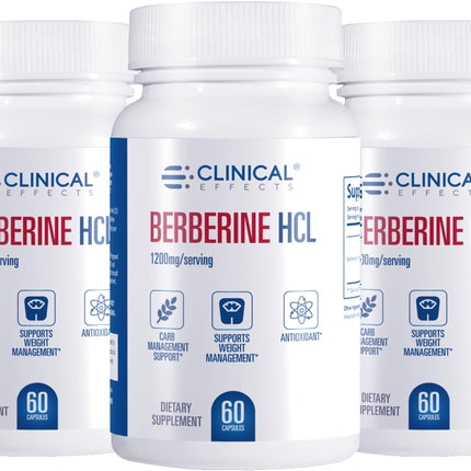 Clinical Effects Berberine HCL - Pure Berberine 1200mg - Liver Support - Vegan Supplement - 3 Pack - Made in the USA