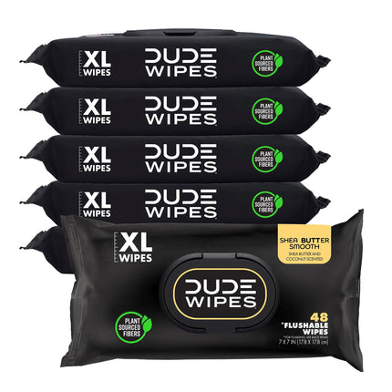 DUDE Wipes Shea BUTTer Adult Flushable Wet Wipes, Moisturizing, 288 Count