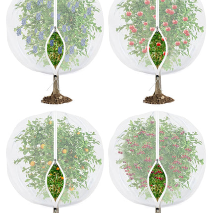 Fruit Tree Netting for Cicadas - with Zipper 4Pcs 5 x 4FT Garden Bird Netting for Blueberry Bushes with Drawstring,Insect Plant Protection Mesh Net Bags for Tomato,Cicada,Animals (4, 4 x 5 FT)