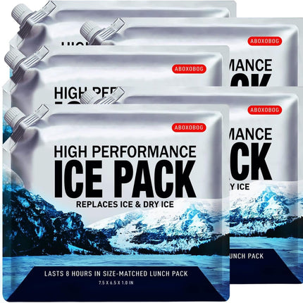 ABOXOBOG Reusable Ice Packs for Lunch Box Long Lasting Slim Gel Freezer Packs for Cooler Bag Cooler Backpack, Keeps Food Cold Fresh for Work & School & Camping & Outdoor Gear(6.5"x7.5"x5P)